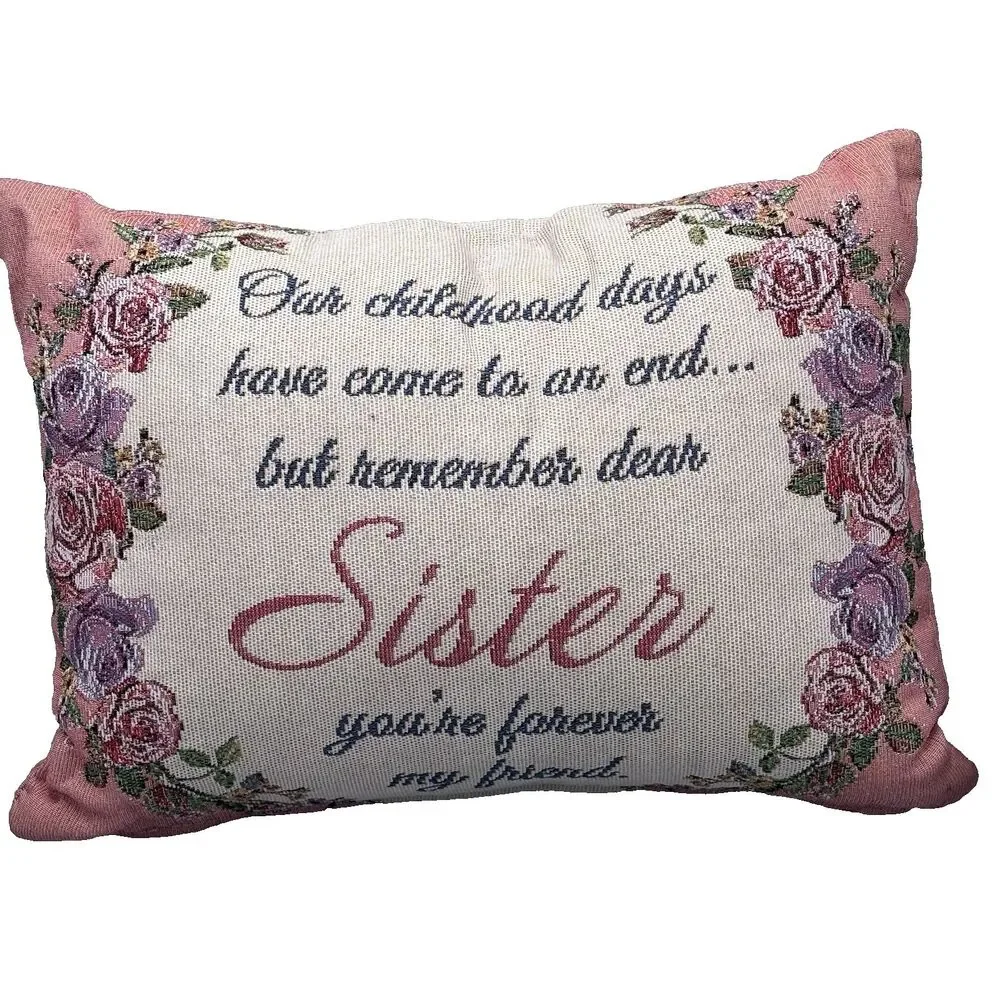 Vintage Style Sister Tapestry Throw Pillows Set of 2 Floral Roses Bird Cottageco